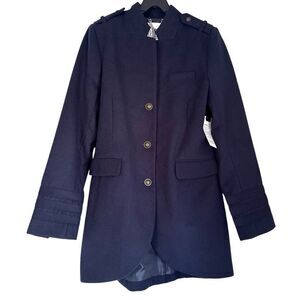 BB Dakota Blue Midnight Trench Coat with Military-Inspired Design Size Medium